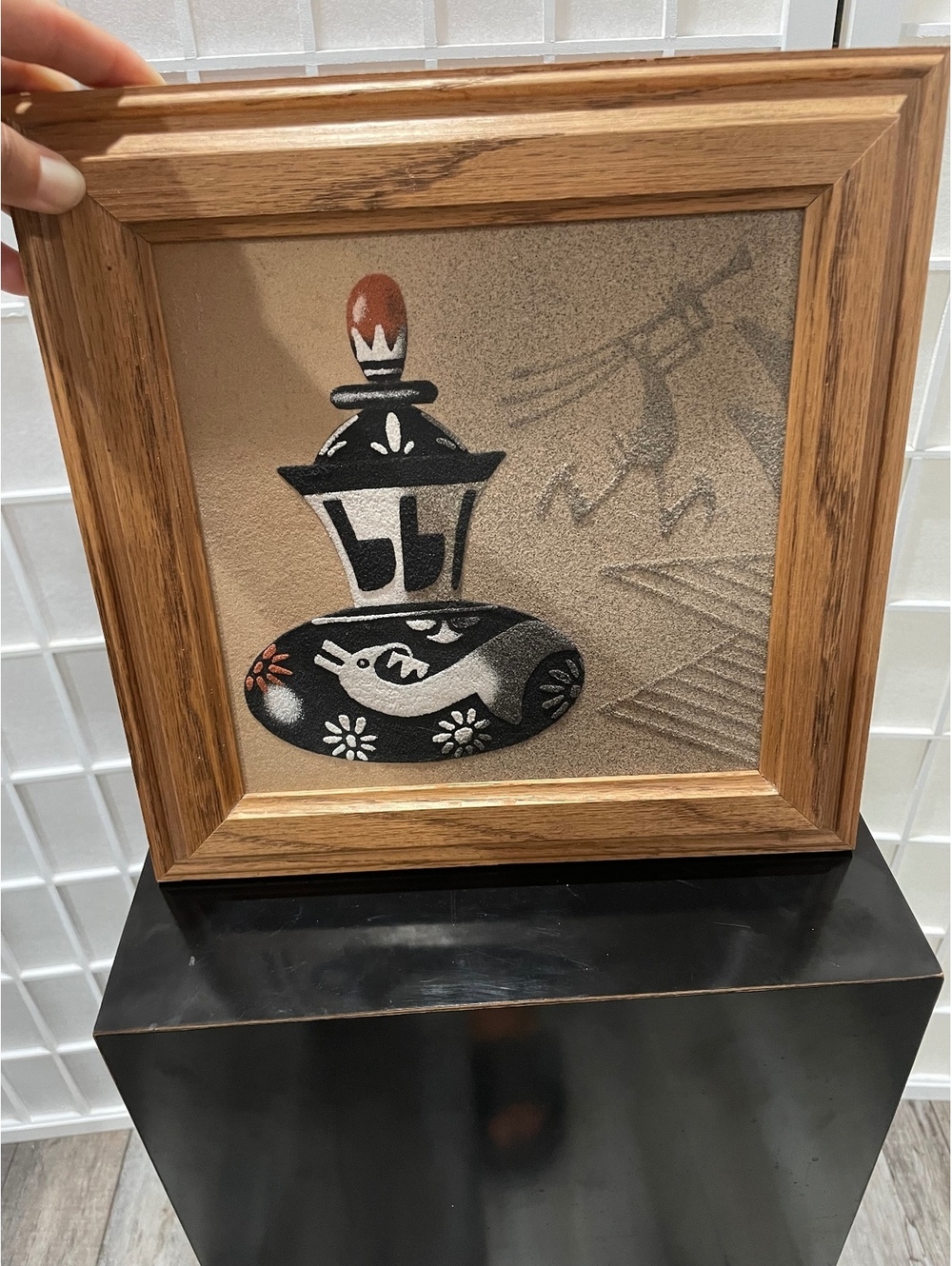 Vintage Framed Sand Art, Native American Pottery